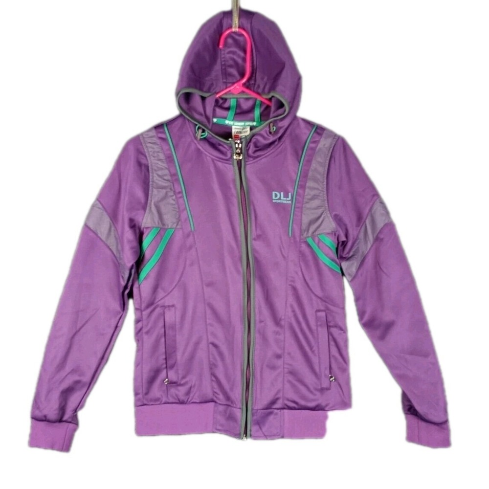 Dry Laundry Japan Jacket Women Medium Purple Hooded Y2K Track Kawaii